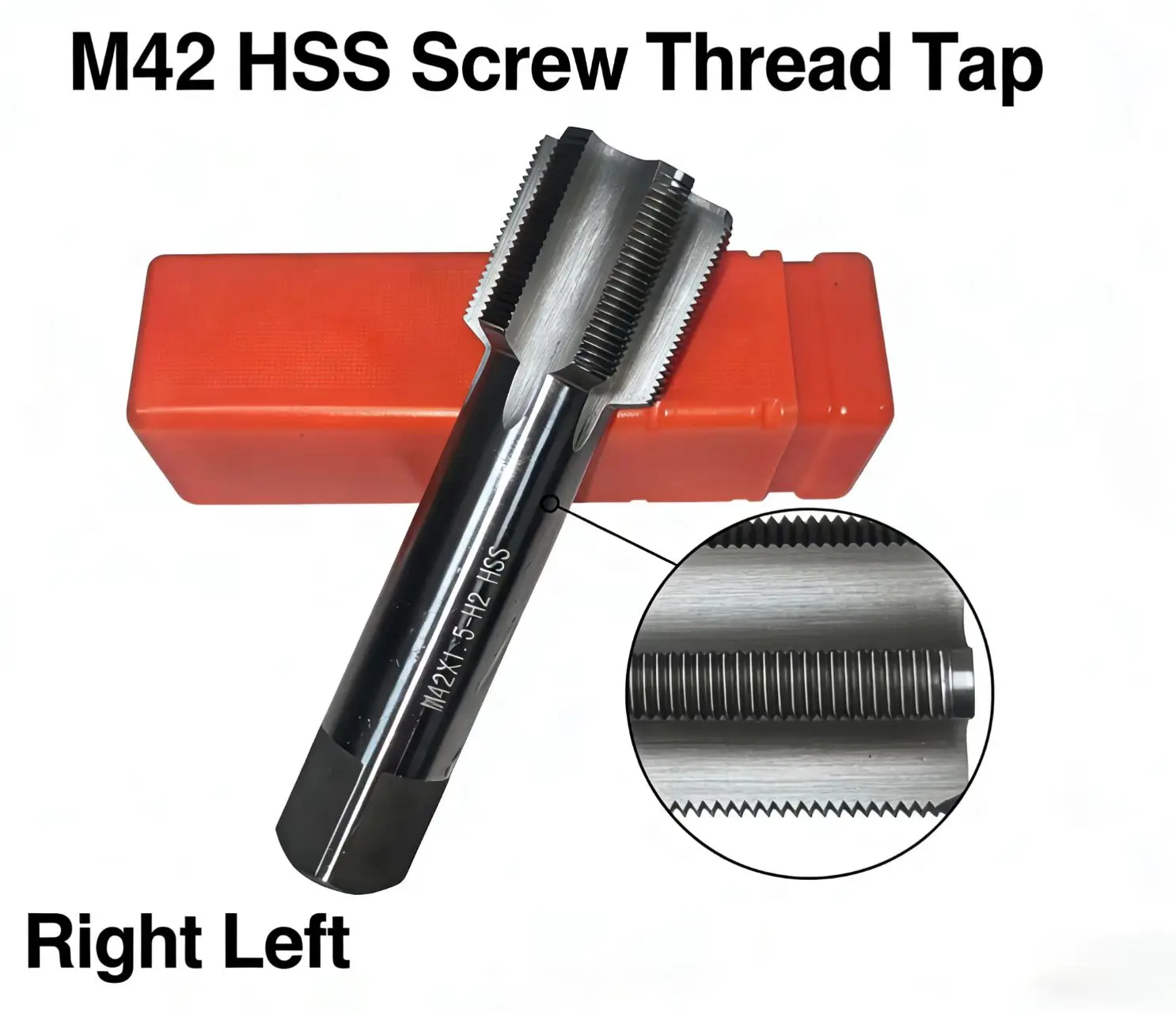 HSS Metric M42 M42X0.5 M42X0.75 M42X1 M42X1.25 M42X1.5 M42X1.75 M42X2 M42X2.5 M42X3 M42X4 M42X4.5 Screw Thread Tap Left / Right
HSS Metric M42 M42X0.5 M42X0.75 M42X1 M42X1.25 M42X1.5 M42X1.75 M42X2 M42X2.5 M42X3 M42X4 M42X4.5 Screw Thread Tap Left / Right