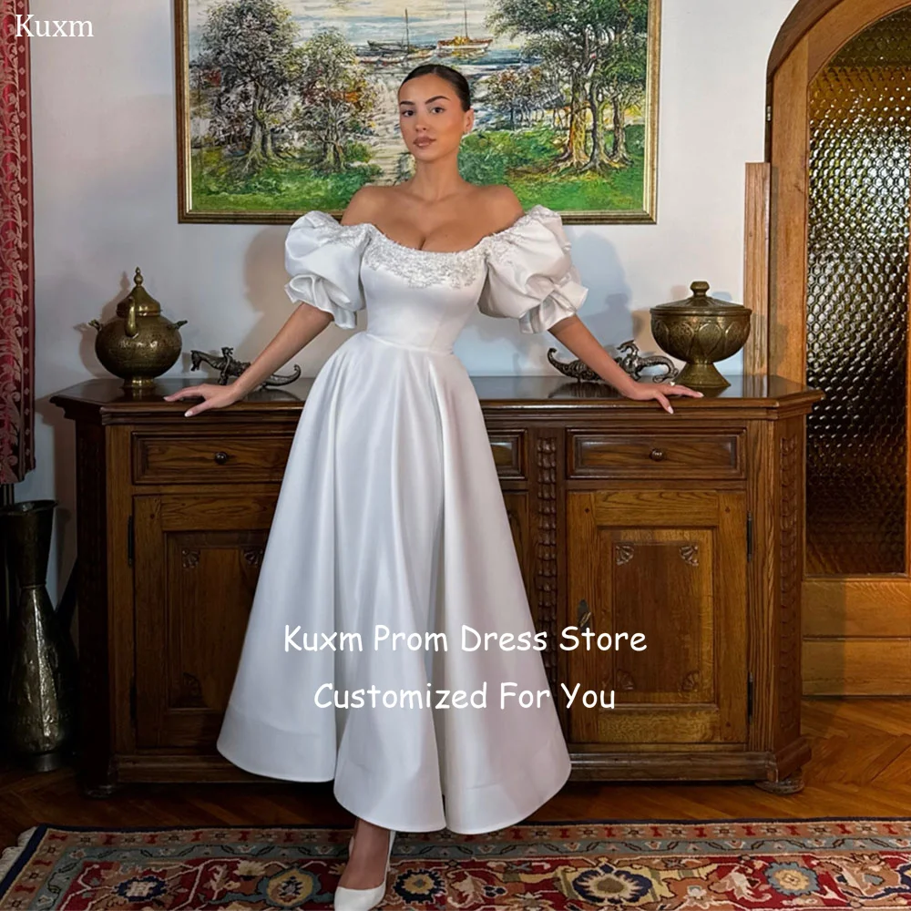 Kuxm Formal Satin Wedding Dresses Bride Off The Shoulder Ankle Length Vintage Vestido De Novia Strapless A Line Gowns Customized
Kuxm Formal Satin Wedding Dresses Bride Off The Shoulder Ankle Length Vintage Vestido De Novia Strapless A Line Gowns Customized