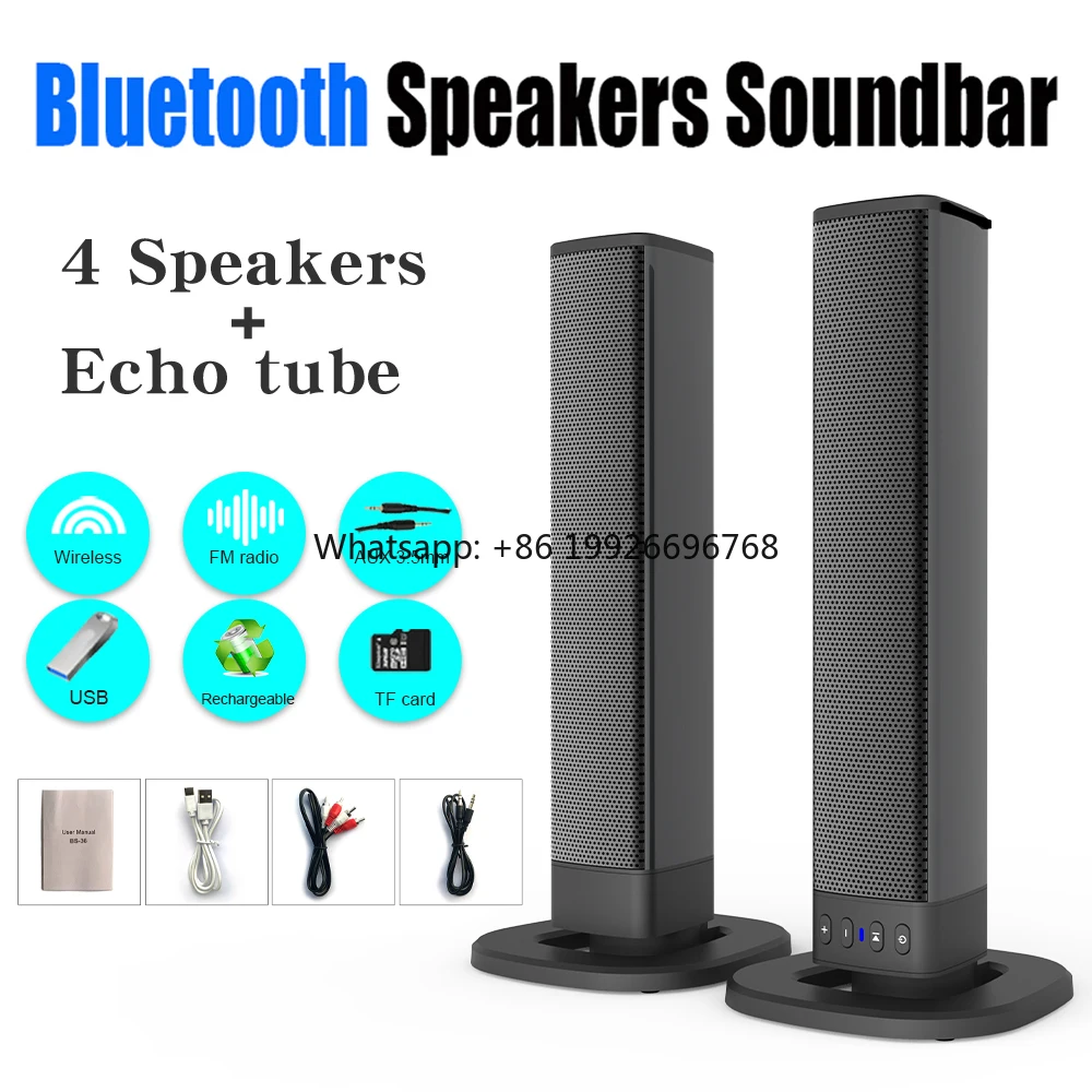 BS36 Desk Wireless Soundbar Speaker Blue-tooth 5.1 Triple-Mode Audio 3D Soundscape Surround Subwoofer Sound Box for Laptop PC
BS36 Desk Wireless Soundbar Speaker Blue-tooth 5.1 Triple-Mode Audio 3D Soundscape Surround Subwoofer Sound Box for Laptop PC