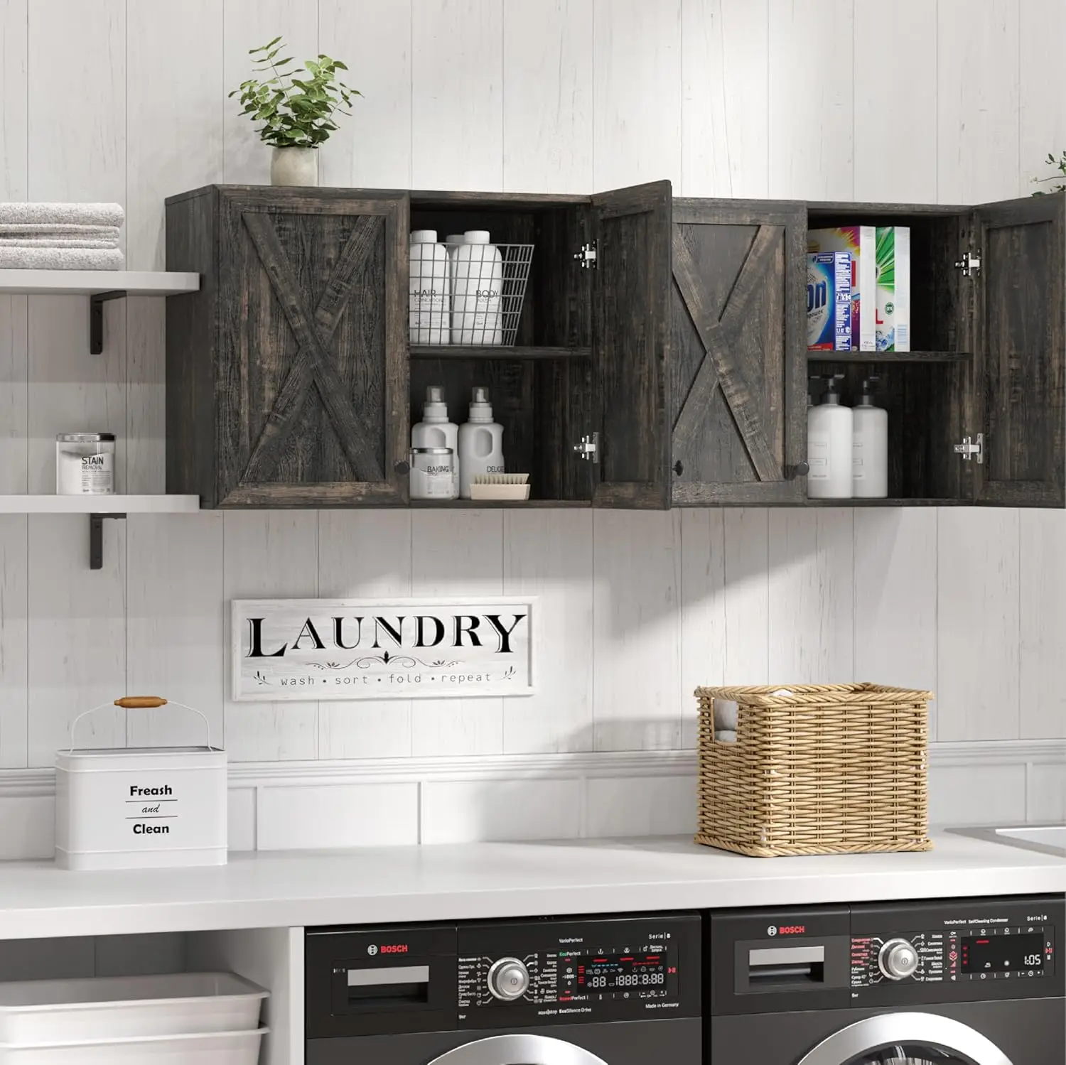 Led Laundry Wall Cabinets - Farmhouse Kitchen Wall Amount Storage Cabinets With Doors And Shelves, One Set Of 2 Pieces
Led Laundry Wall Cabinets - Farmhouse Kitchen Wall Amount Storage Cabinets With Doors And Shelves, One Set Of 2 Pieces