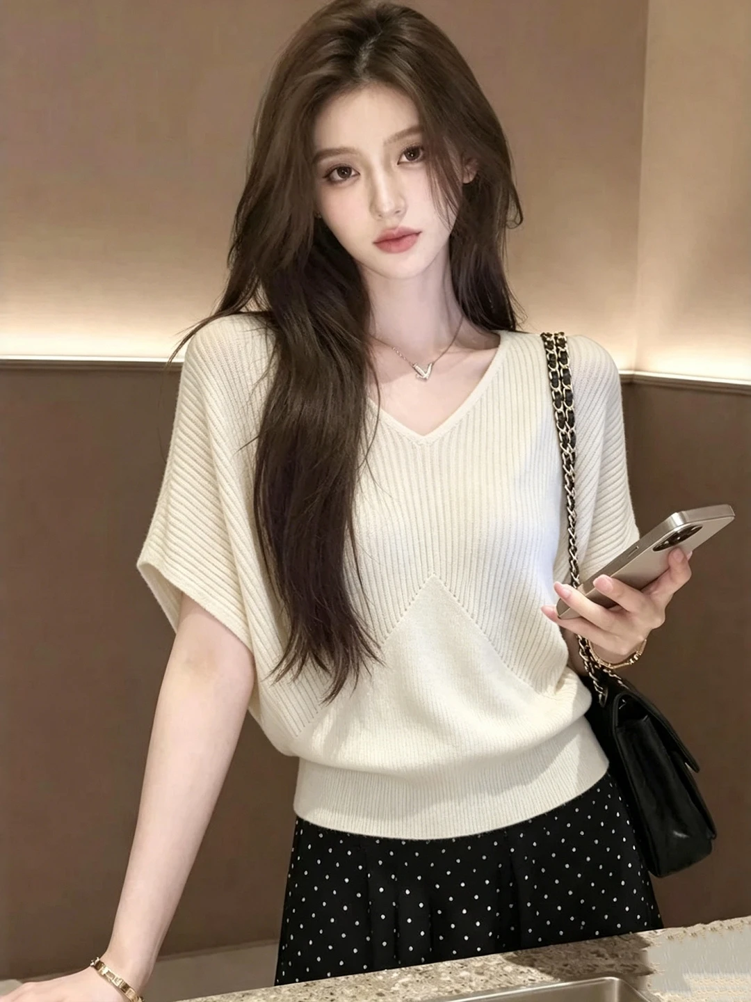 plus Size Women's Simple Style V-Neck Batwing Sleeve Short Sleeve Knitwear Loose Fit Summer Slimming Versatile Top
plus Size Women's Simple Style V-Neck Batwing Sleeve Short Sleeve Knitwear Loose Fit Summer Slimming Versatile Top