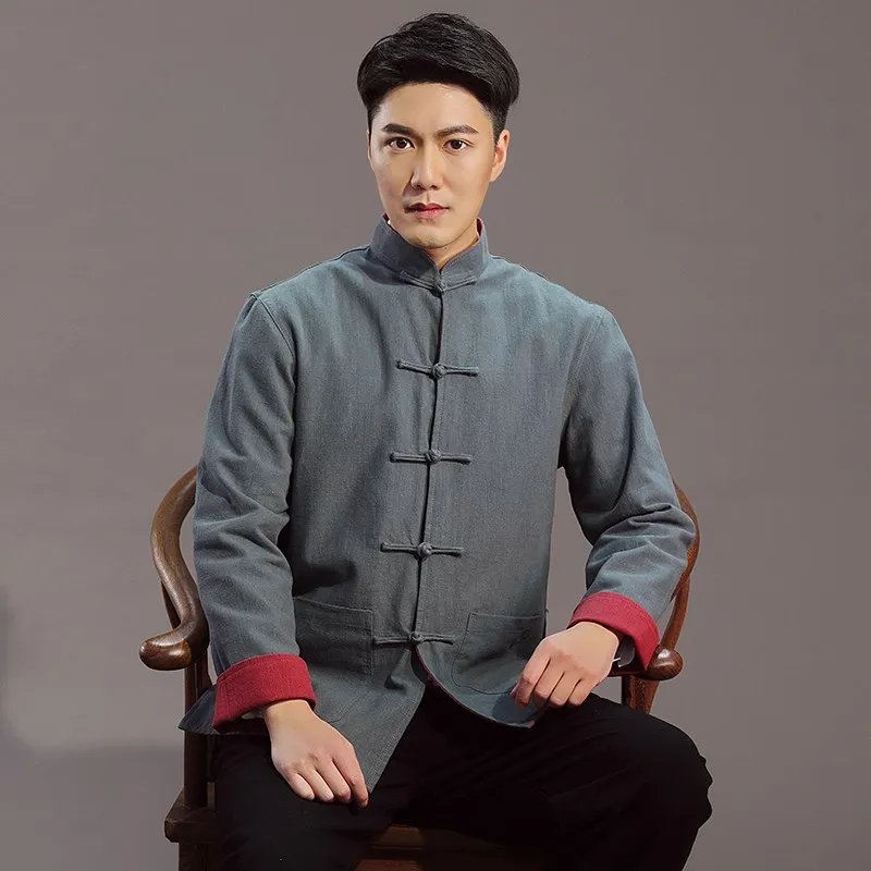 Spring Autumn Coarse Linen Men's Set Double-Sided Performance Clothes Long Sve Hanfu Sle Stand Collar Jaet for Middle-...
Spring Autumn Coarse Linen Men's Set Double-Sided Performance Clothes Long Sve Hanfu Sle Stand Collar Jaet for Middle-...