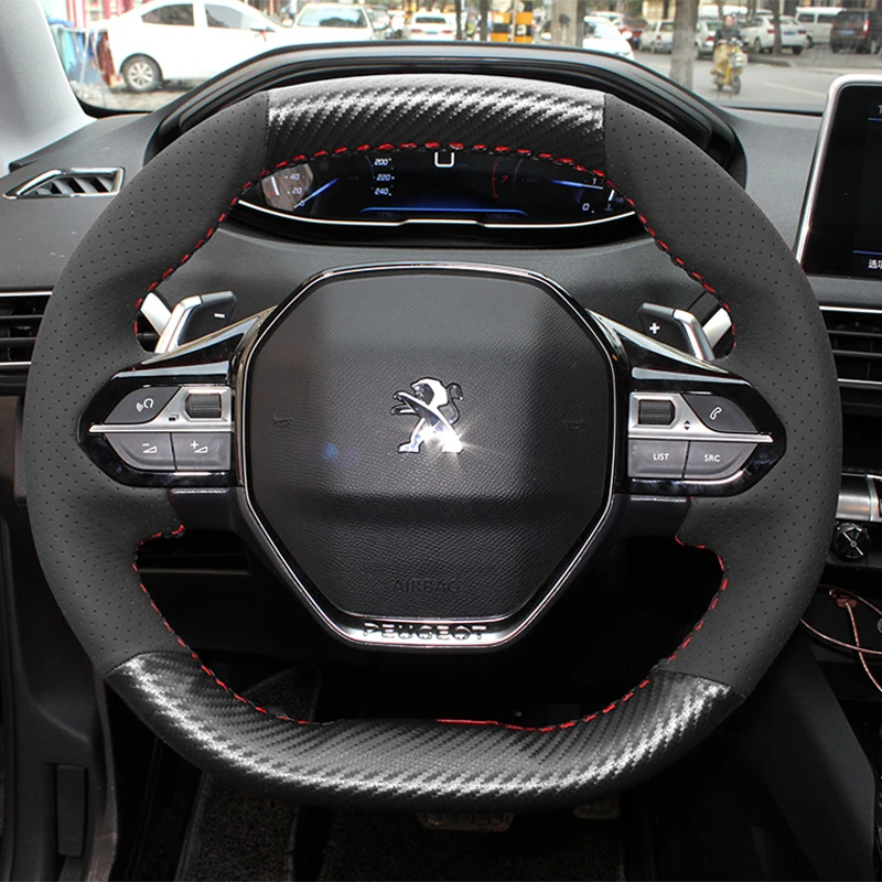 High quality custom hand stitched carbon fiber suede steering wheel cover for Peugeot 4008 5008
High quality custom hand stitched carbon fiber suede steering wheel cover for Peugeot 4008 5008