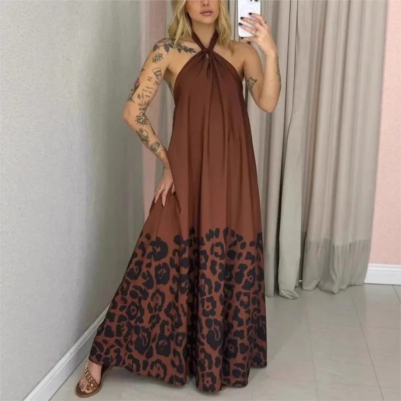 2025 New Summer Sexy Leopard Print Backless Long Dresses Fashion Halter Neck Casual Loose Beach Vacation Party Women's Clothing
2025 New Summer Sexy Leopard Print Backless Long Dresses Fashion Halter Neck Casual Loose Beach Vacation Party Women's Clothing