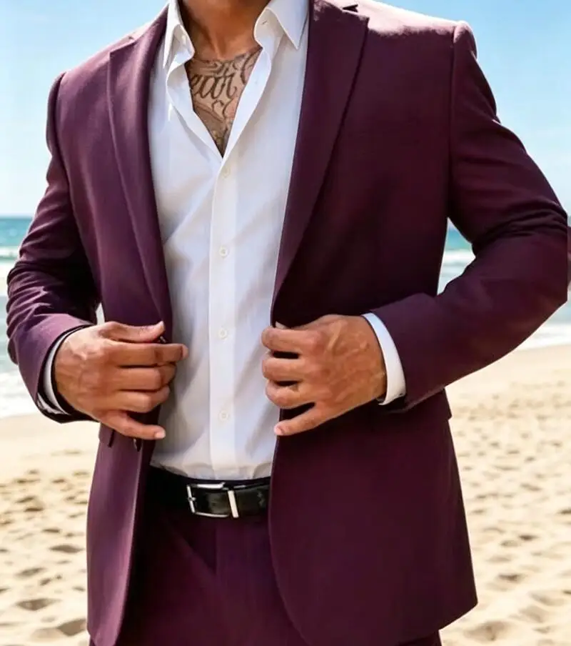 Dark Purple 2 Piece Men Suits Slim Fit Fashion Prom Tuxedos Notched Lapel Wedding Groom Blazers Pants Set Formal Prom Male Suit
Dark Purple 2 Piece Men Suits Slim Fit Fashion Prom Tuxedos Notched Lapel Wedding Groom Blazers Pants Set Formal Prom Male Suit