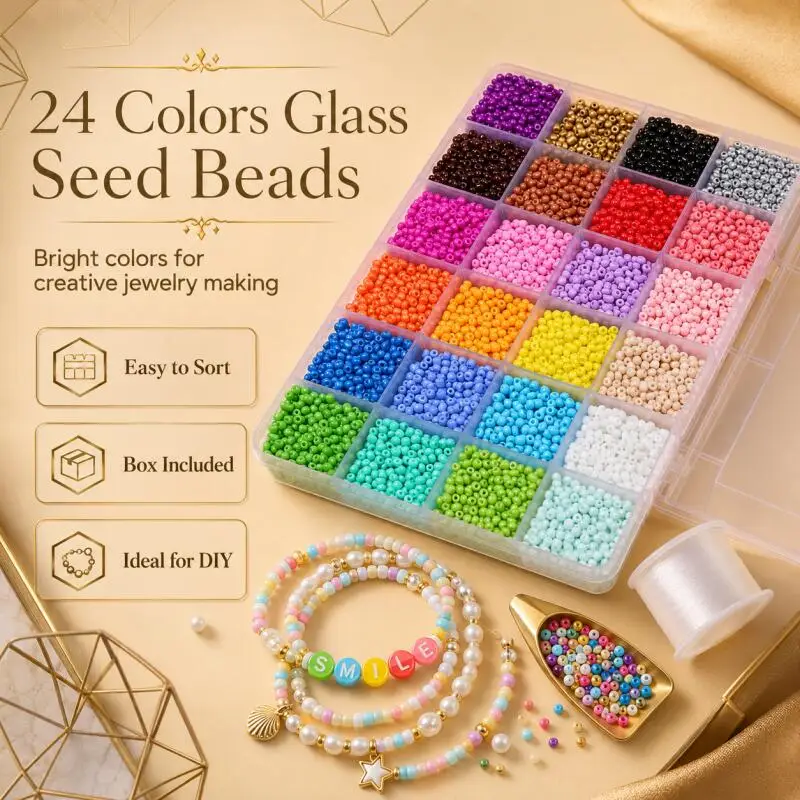3mm mixed color 24-color glass seedes beads, glass beads, large pack set, jewelry making, DIY craft beads
3mm mixed color 24-color glass seedes beads, glass beads, large pack set, jewelry making, DIY craft beads