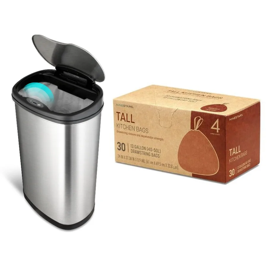 Smart 13 Gallon Motion Sensor Trash Can with Included Trash Bags for Hands-Free Convenience in Home Office or Kitchen Use
Smart 13 Gallon Motion Sensor Trash Can with Included Trash Bags for Hands-Free Convenience in Home Office or Kitchen Use