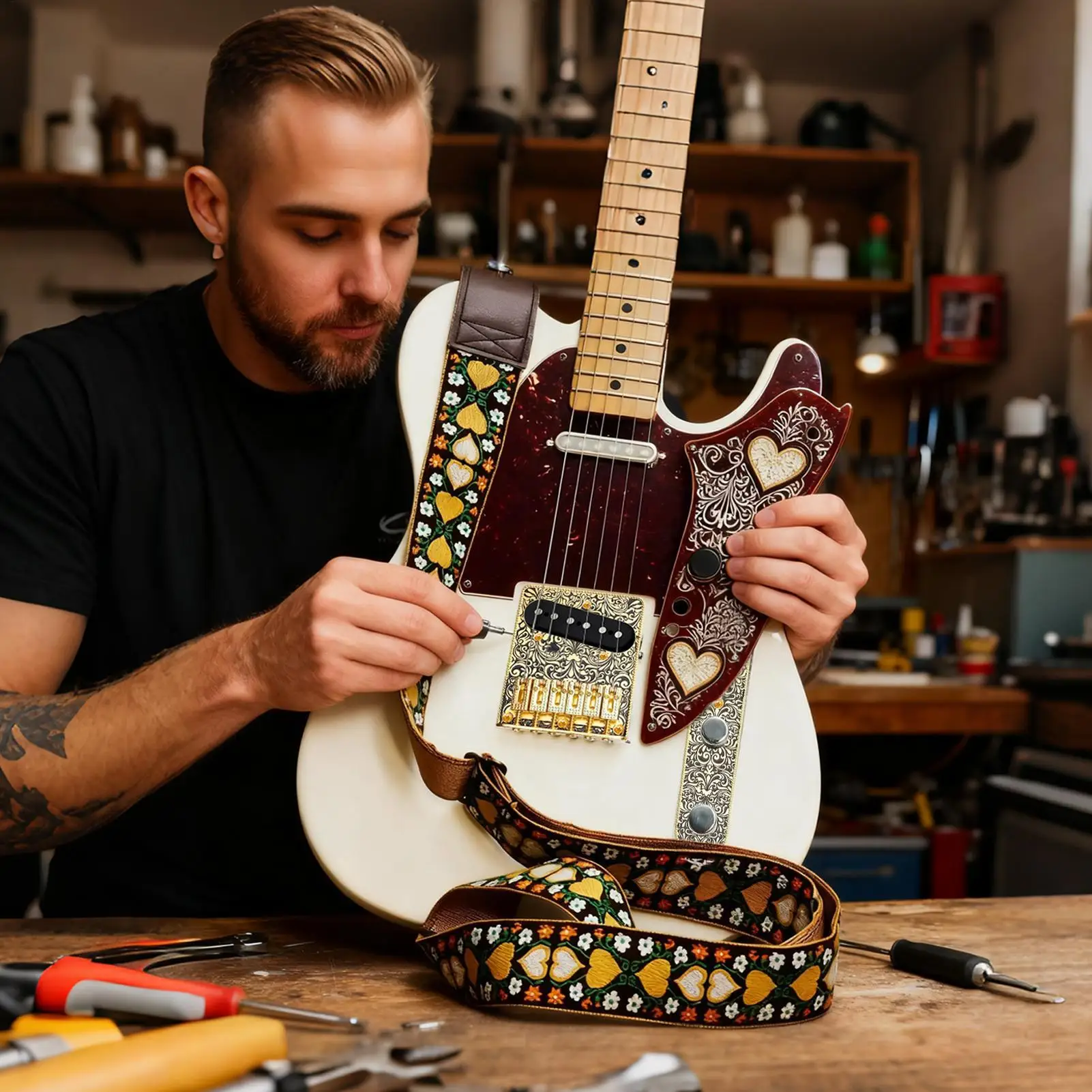 Guitar Saddle Bridge Plate Non-Slip Artistic Humidity Resistant Hardware Guitar Bridge Replacement For Holiday Maintenance