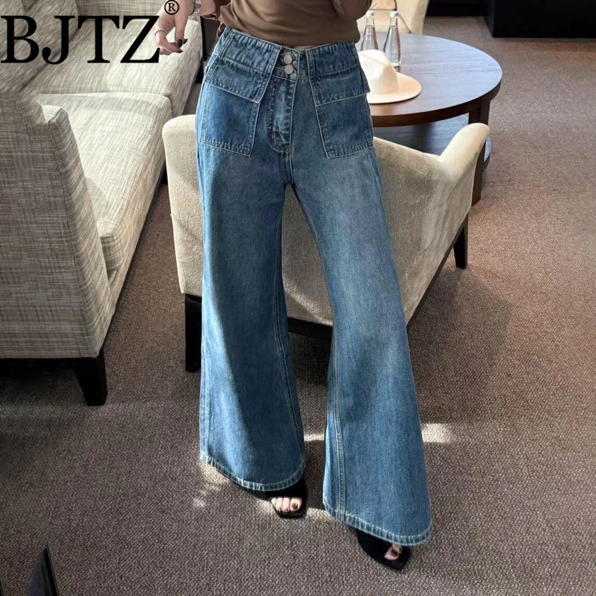 BJTZ Pocket Designer High Waist Jeans For Woman 2025 Spring Autumn New Fashion Wide Leg Casual Streetwear Female Denim Pant
BJTZ Pocket Designer High Waist Jeans For Woman 2025 Spring Autumn New Fashion Wide Leg Casual Streetwear Female Denim Pant