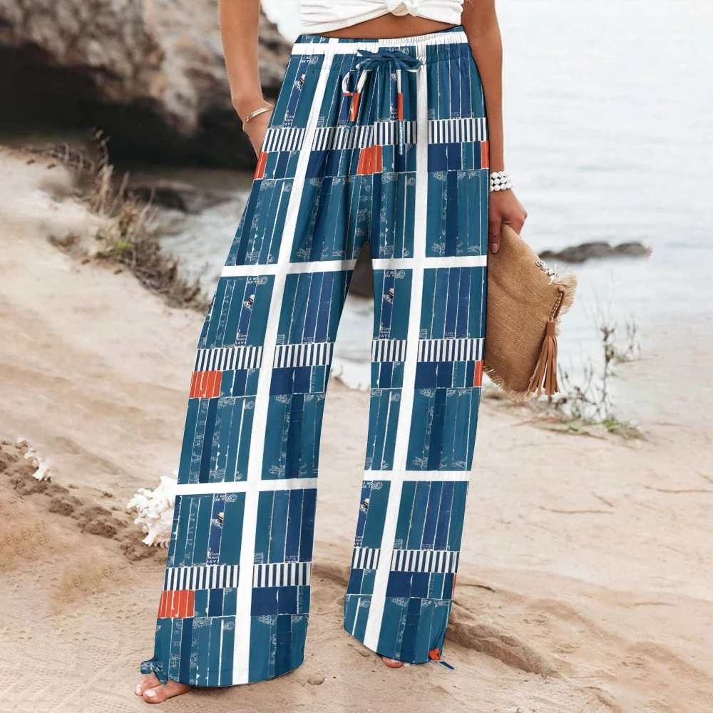 Retro Plaid Print Casual Trousers Women's High Waist Drawstring Straight Beach Pants Chic Bohemian New Bottoms
Retro Plaid Print Casual Trousers Women's High Waist Drawstring Straight Beach Pants Chic Bohemian New Bottoms
