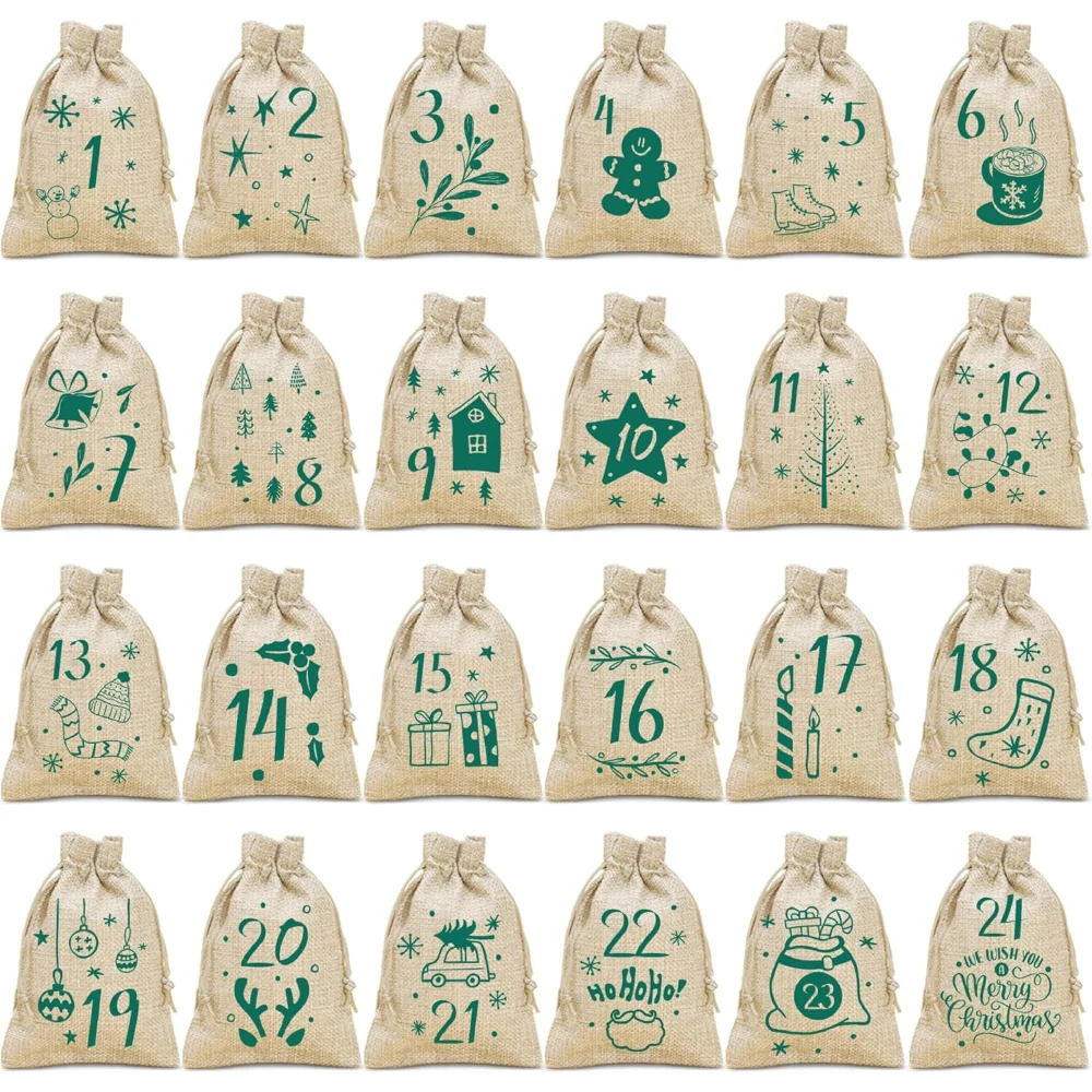 24 шт., 10x14 см, рождественские сумки с адвент-календарем, сумки с обратным отсчетом на шнурке для конфет, закусок, сувениры для праздничной вечеринки, Рождественский подарок
24 шт., 10x14 см, рождественские сумки с адвент-календарем, сумки с обратным отсчетом на шнурке для конфет, закусок, сувениры для праздничной вечеринки, Рождественский подарок
