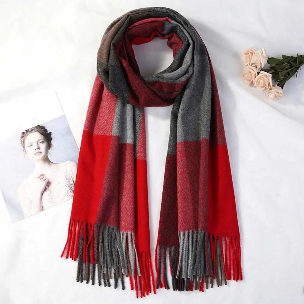 Gifts Wool Classic Plaid Scarf Soft Polyester Knitted Wool Scarf Cold-proof Contrast Color Long Neckscarf with Tassel Autumn
Gifts Wool Classic Plaid Scarf Soft Polyester Knitted Wool Scarf Cold-proof Contrast Color Long Neckscarf with Tassel Autumn