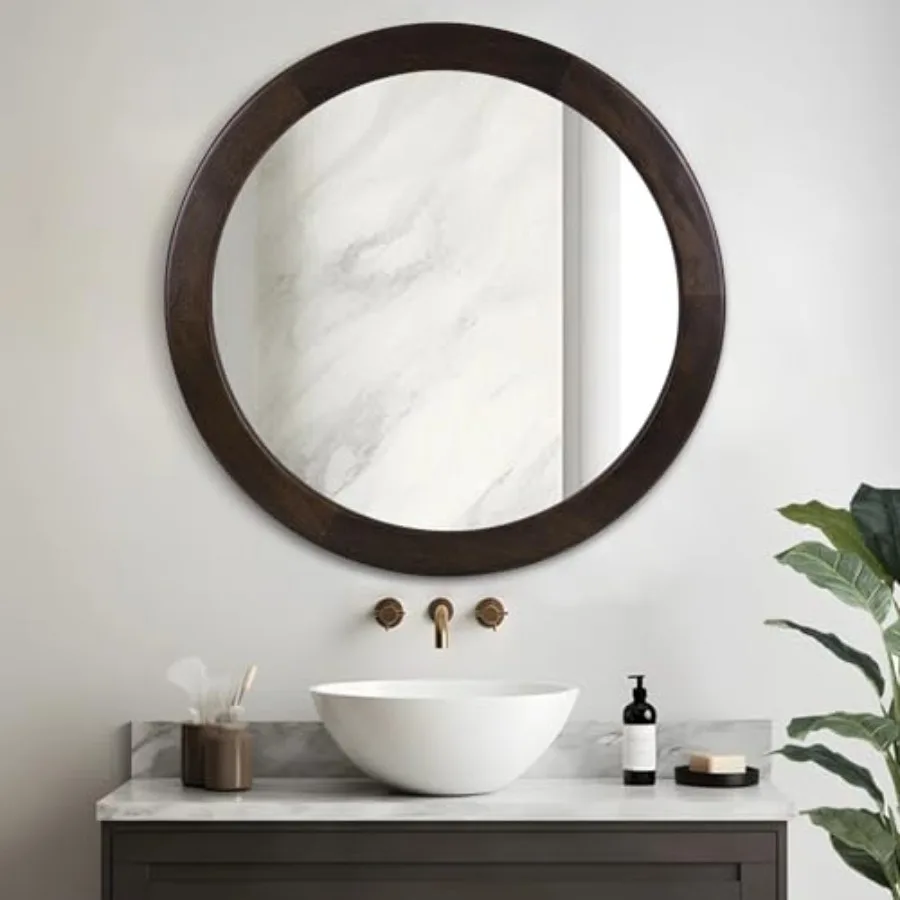 Round Mirrors 24 Inch, Wood Vanity Wall Rustic Mirror with Wood Frame, Wooden Circle Mirror for athroom edroom Living Room Or E
Round Mirrors 24 Inch, Wood Vanity Wall Rustic Mirror with Wood Frame, Wooden Circle Mirror for athroom edroom Living Room Or E