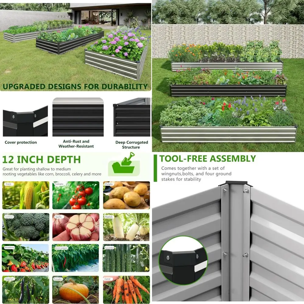 2-Piece 8x4x1ft Galvanized Metal Planter for Raised Gardening, Rust-Resistant, Ideal for Vegetables, Flowers, and Herbs
2-Piece 8x4x1ft Galvanized Metal Planter for Raised Gardening, Rust-Resistant, Ideal for Vegetables, Flowers, and Herbs