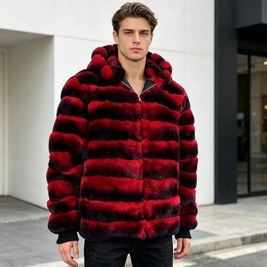 Genuine Red Rex Rabbit Fur Coat With Hood Chinchilla Fur Jacket Real Fur Zippered Bomber Jacket New Men's Winter Fur Jacket
Genuine Red Rex Rabbit Fur Coat With Hood Chinchilla Fur Jacket Real Fur Zippered Bomber Jacket New Men's Winter Fur Jacket