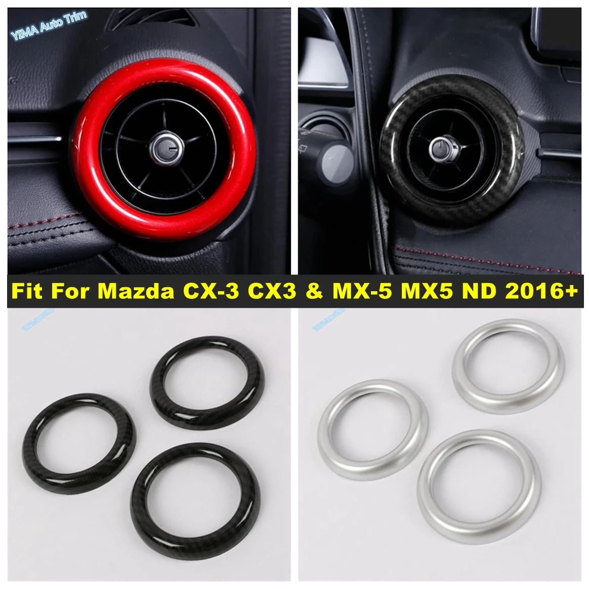 Car Dashboard Air Conditioning AC Outlet Vent Decor Ring Cover Trim Fit For Mazda CX-3 CX3 & MX-5 MX5 ND 2016 - 2021 Accessories
Car Dashboard Air Conditioning AC Outlet Vent Decor Ring Cover Trim Fit For Mazda CX-3 CX3 & MX-5 MX5 ND 2016 - 2021 Accessories
