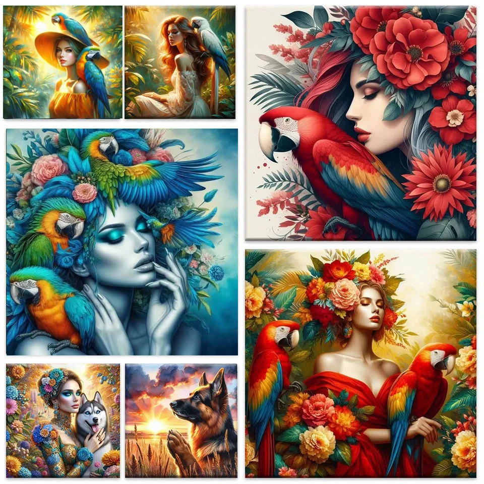 5D DIY Diamond Painting Art Beautiful Woman and Parrot Dog Diamond Mosaic Flower Embroidery Rhinestone Handmade Cross Stitch
5D DIY Diamond Painting Art Beautiful Woman and Parrot Dog Diamond Mosaic Flower Embroidery Rhinestone Handmade Cross Stitch