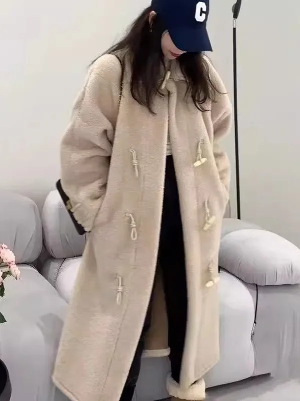 Trendy Oversized eepskin Jaet Women's Winter Mid-Length Coat Fluffy Lined Korean Sle Long Sve High Waist Cardigan
Trendy Oversized eepskin Jaet Women's Winter Mid-Length Coat Fluffy Lined Korean Sle Long Sve High Waist Cardigan