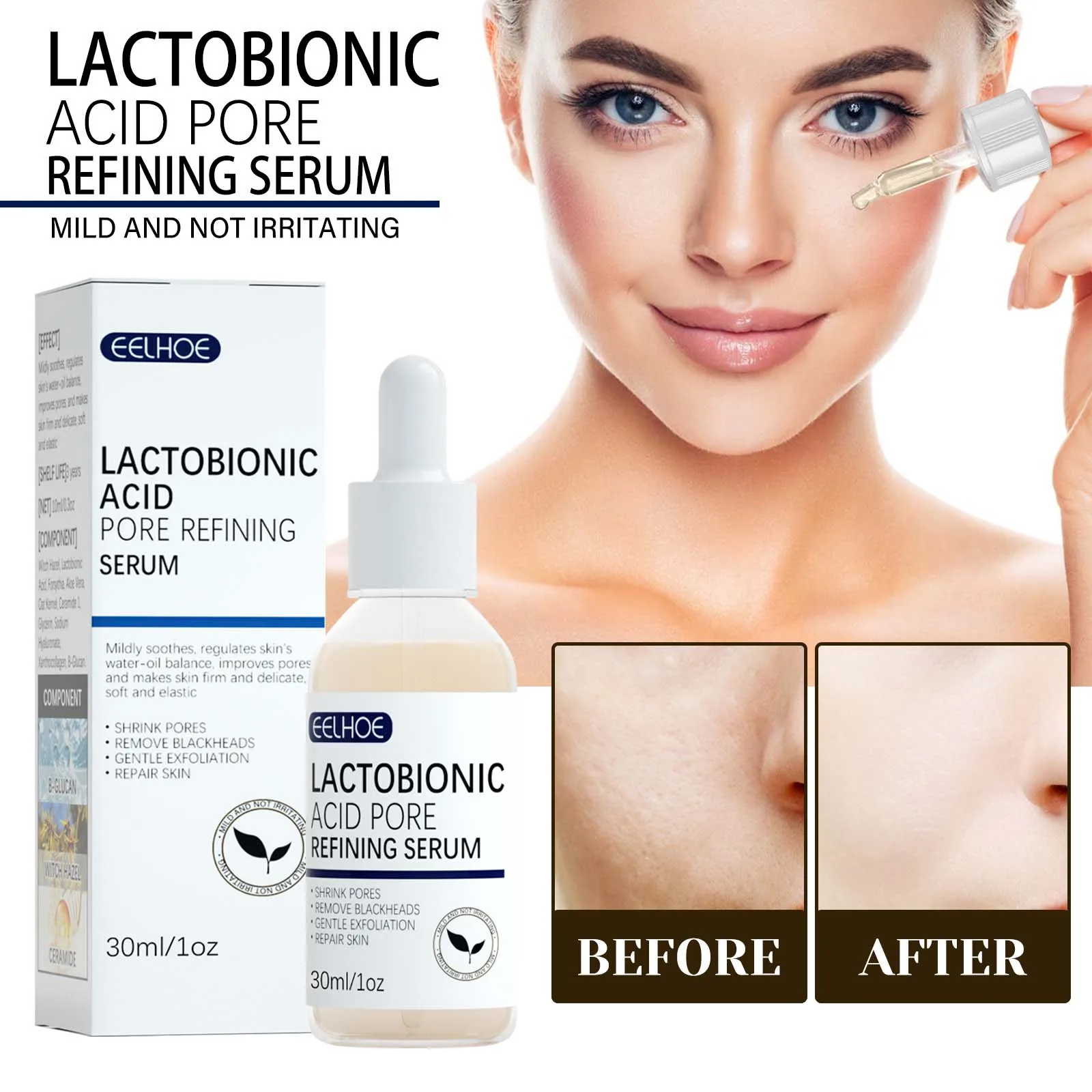 3pcs Lactobionic Acid Pore Shrinking Facial Serum Firming & Moisturizing Cleansing Blackheads & Acne Beauty Skin Care Products
3pcs Lactobionic Acid Pore Shrinking Facial Serum Firming & Moisturizing Cleansing Blackheads & Acne Beauty Skin Care Products
