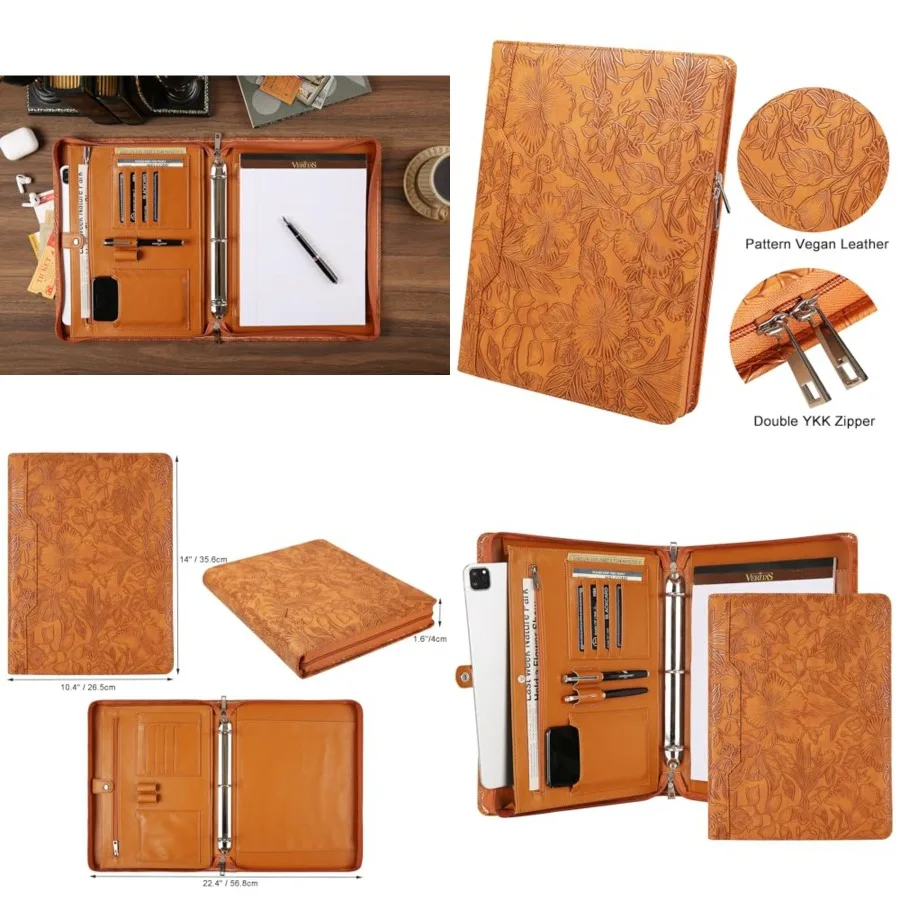 Vegan Leather Padfolio, Binder with - 3 Ring Portfolio Organizer, Personalized Resume Folder
Vegan Leather Padfolio, Binder with - 3 Ring Portfolio Organizer, Personalized Resume Folder