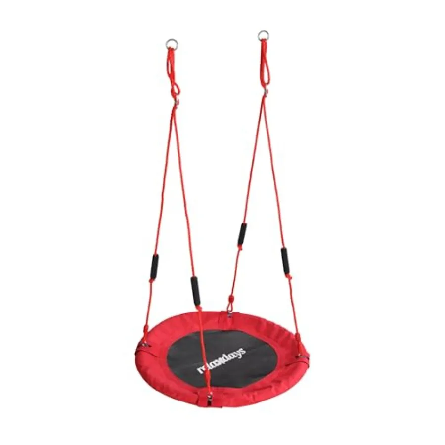 ' outdoor round hanging swing with padded handles, adjustable height, 80 cm diameter, red color, supports up to 100 kg
' outdoor round hanging swing with padded handles, adjustable height, 80 cm diameter, red color, supports up to 100 kg