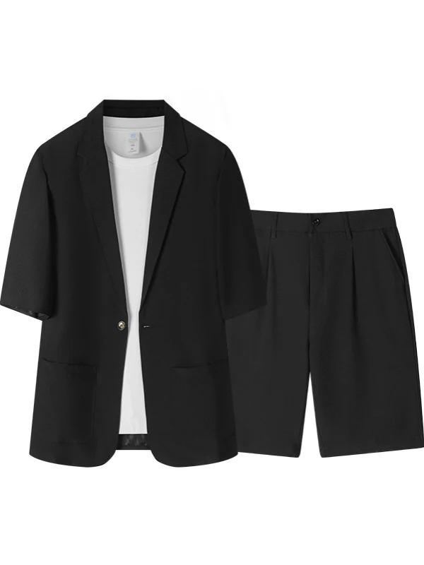 Летний тонкий костюм с коротким рукавом для мужчин: повседневный комплект из куртки и шорт в западном стиле, модный тренд
Летний тонкий костюм с коротким рукавом для мужчин: повседневный комплект из куртки и шорт в западном стиле, модный тренд