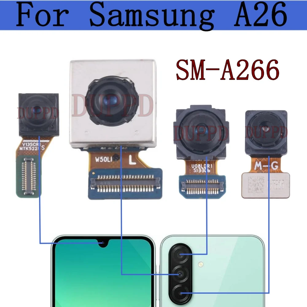 Передняя основная задняя камера для Samsung Galaxy A26 A266B A266E A266U Фронтальная камера для селфи Широкий модуль задней камеры Гибкий кабель
Передняя основная задняя камера для Samsung Galaxy A26 A266B A266E A266U Фронтальная камера для селфи Широкий модуль задней камеры Гибкий кабель