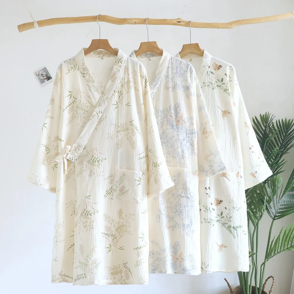 Kimono Robes Floral Dressing Gown Sleepwear Spring Autumn New 100% Cotton Long Sleeve Women's Bathrobe Nightie Pyjama Female
Kimono Robes Floral Dressing Gown Sleepwear Spring Autumn New 100% Cotton Long Sleeve Women's Bathrobe Nightie Pyjama Female