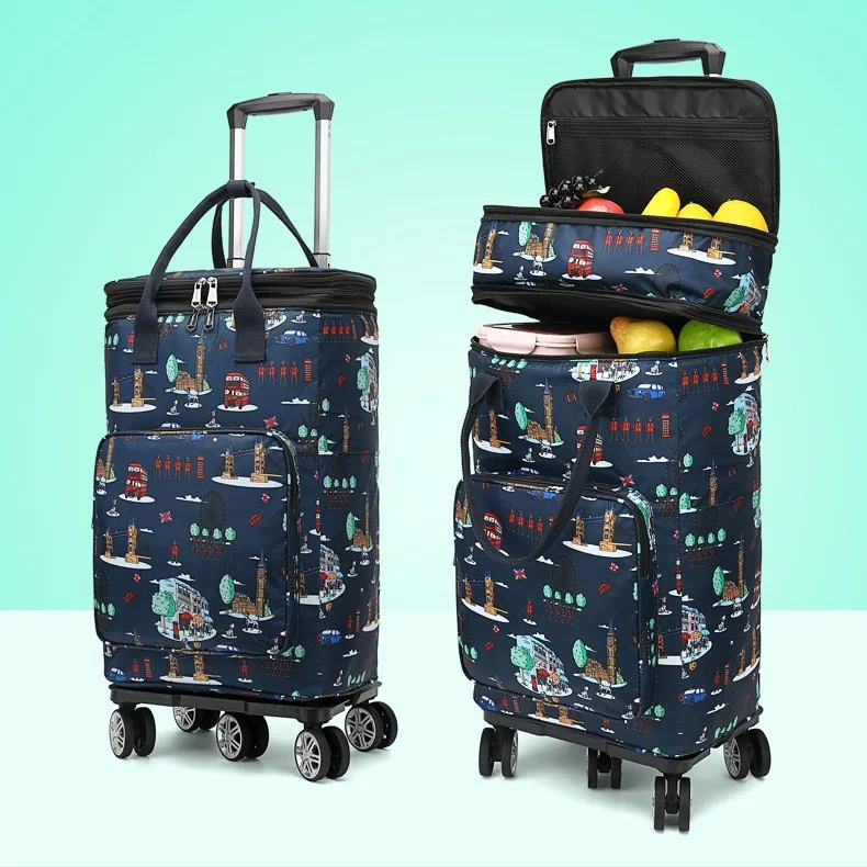 Telescopic Pull Trolley Bag, Foldable Shopping Cart with 360° Swivel Wheels, Removable Caster & Brake, Carry On Grocery Luggage
Telescopic Pull Trolley Bag, Foldable Shopping Cart with 360° Swivel Wheels, Removable Caster & Brake, Carry On Grocery Luggage