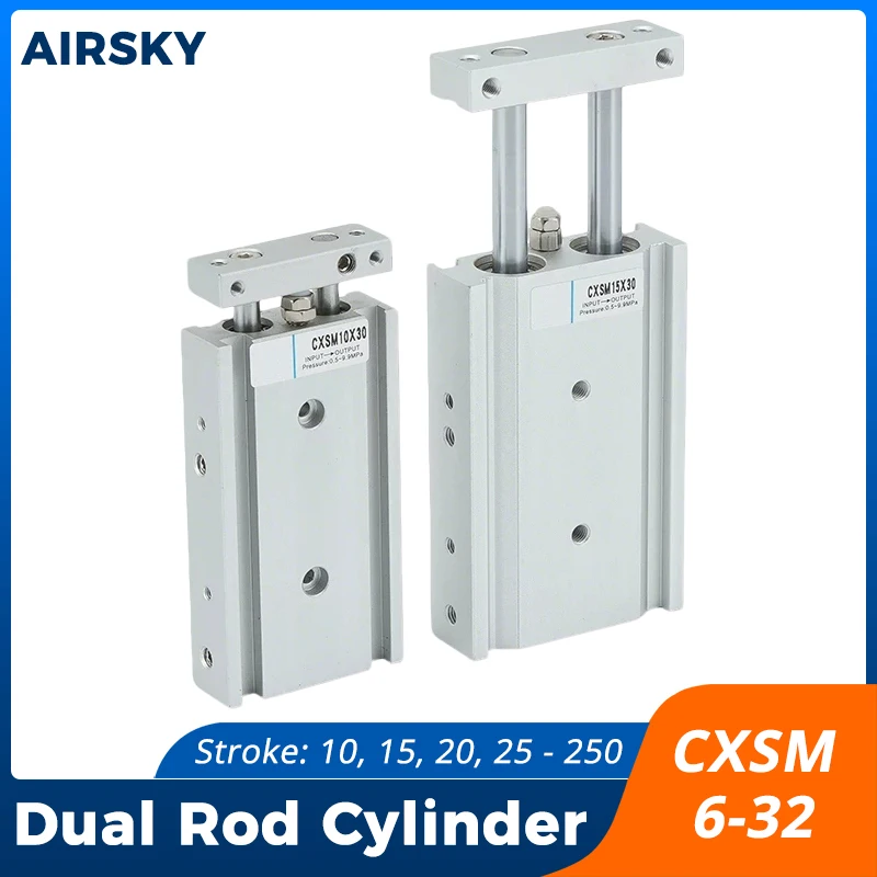 CXSM Dual Rod Cylinder Double Shaft Guide Air Cylinder 10/15/20/25/32mm Bore Magnetic Compact Pneumatic Actuator
CXSM Dual Rod Cylinder Double Shaft Guide Air Cylinder 10/15/20/25/32mm Bore Magnetic Compact Pneumatic Actuator