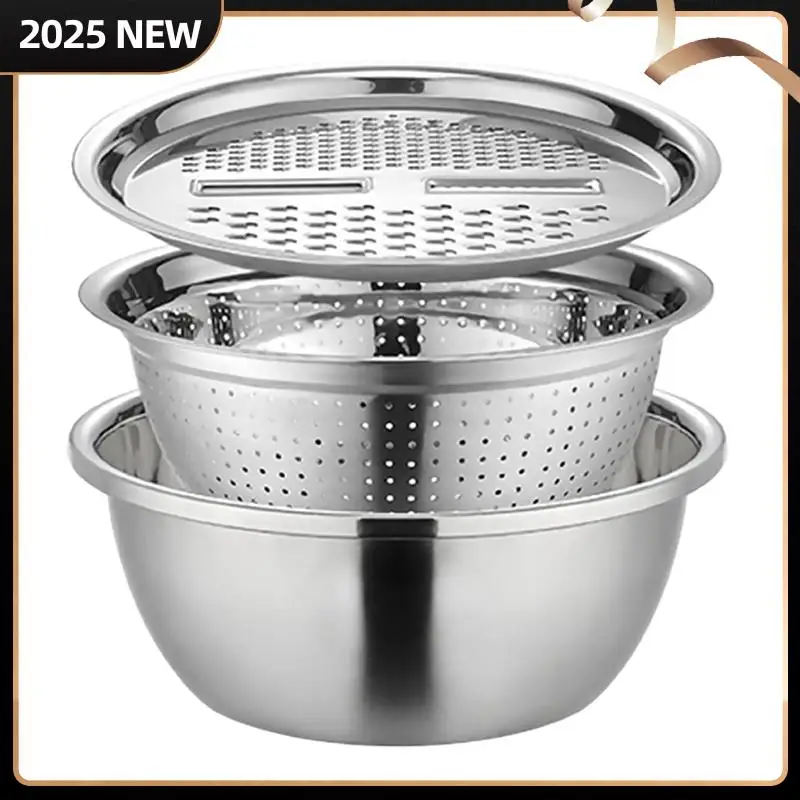 Stainless Steel Colander Strainer 3-In1 Multifunctional Stainless Steel Basin Strainer Set Drain Basket Salad Maker Bowl
Stainless Steel Colander Strainer 3-In1 Multifunctional Stainless Steel Basin Strainer Set Drain Basket Salad Maker Bowl
