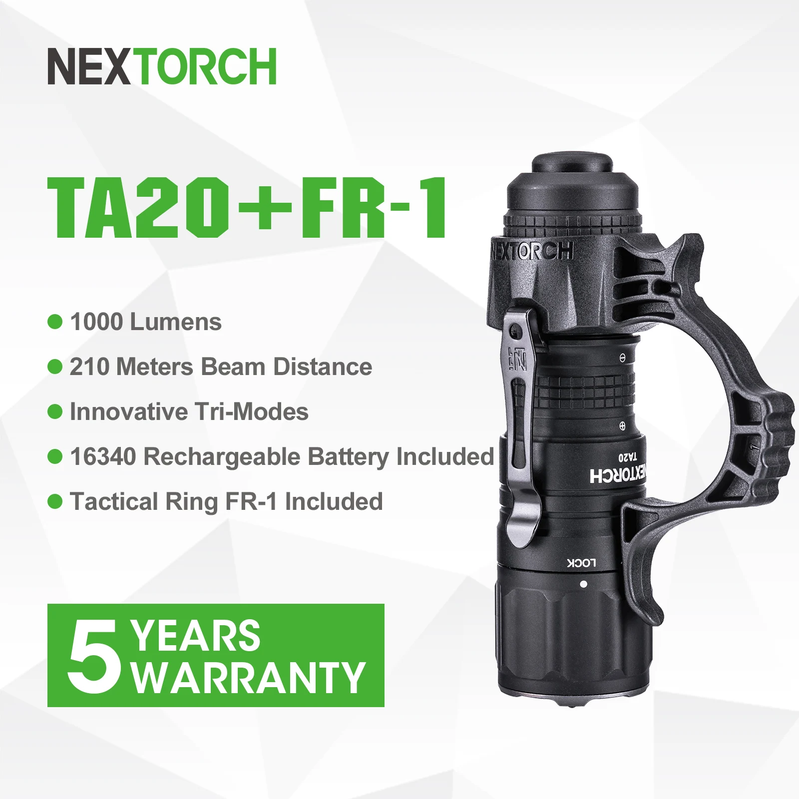 Nextorch TA20 1000 Lumens Military Tactical Flashlight,High Power LED Flashlight,USB-C Rechargeable Battery,edc,camping torch
Nextorch TA20 1000 Lumens Military Tactical Flashlight,High Power LED Flashlight,USB-C Rechargeable Battery,edc,camping torch