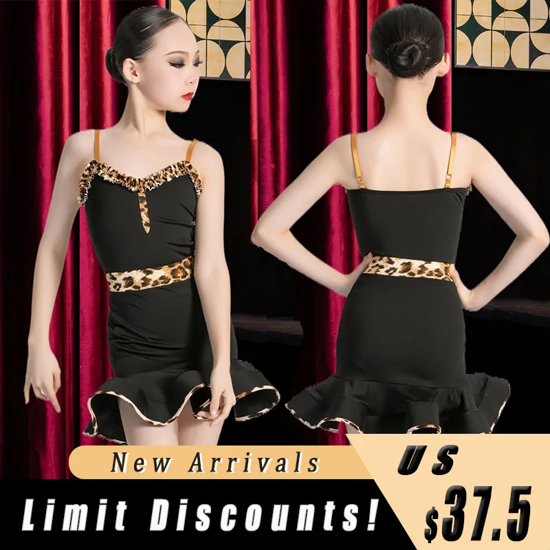 Summer New Girl's Latin Dance Clothing Kid's Dance Practice Clothes Leopard print Sling Exam Training Performance Dress XH287
Summer New Girl's Latin Dance Clothing Kid's Dance Practice Clothes Leopard print Sling Exam Training Performance Dress XH287