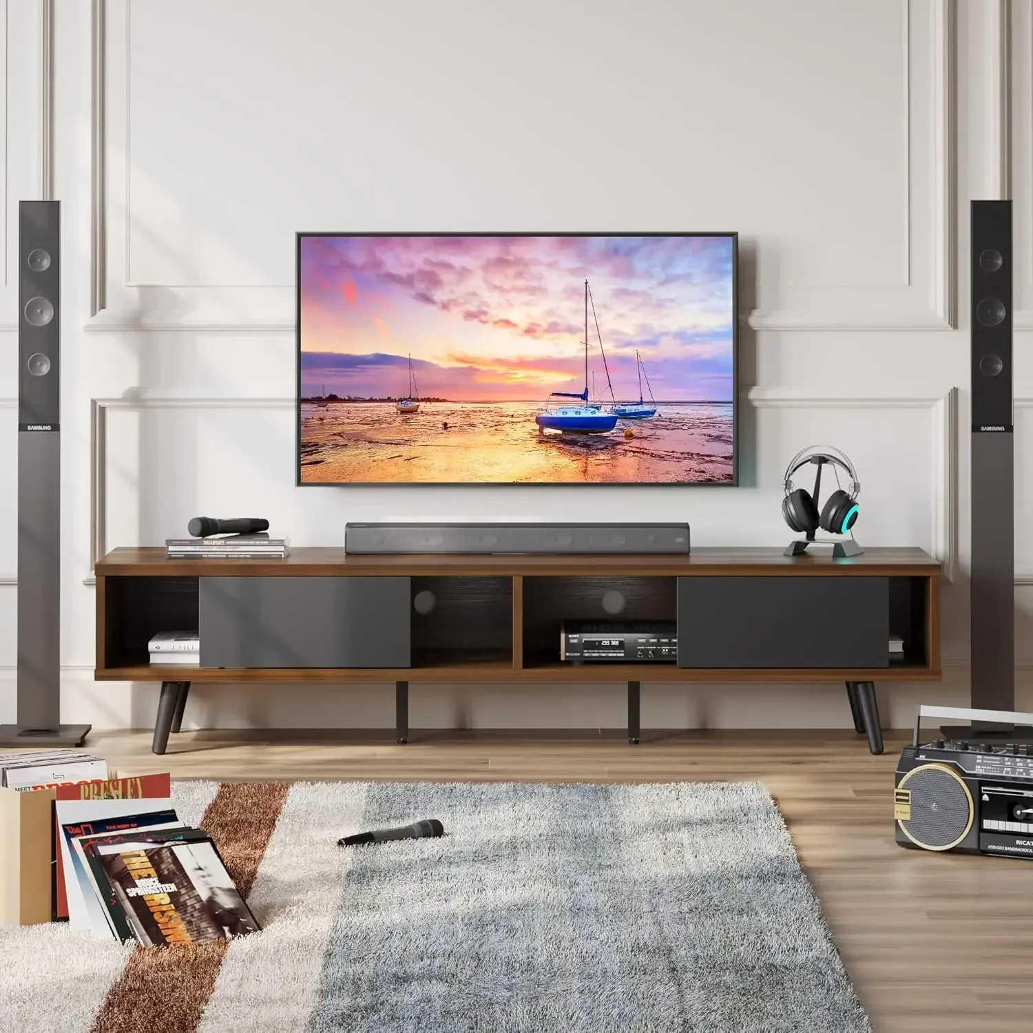 70 inch Mid Century Modern TV Stand for 75 inch TV, Low Profile TV Stand with Storage, Entertainment Center for Living Room
70 inch Mid Century Modern TV Stand for 75 inch TV, Low Profile TV Stand with Storage, Entertainment Center for Living Room