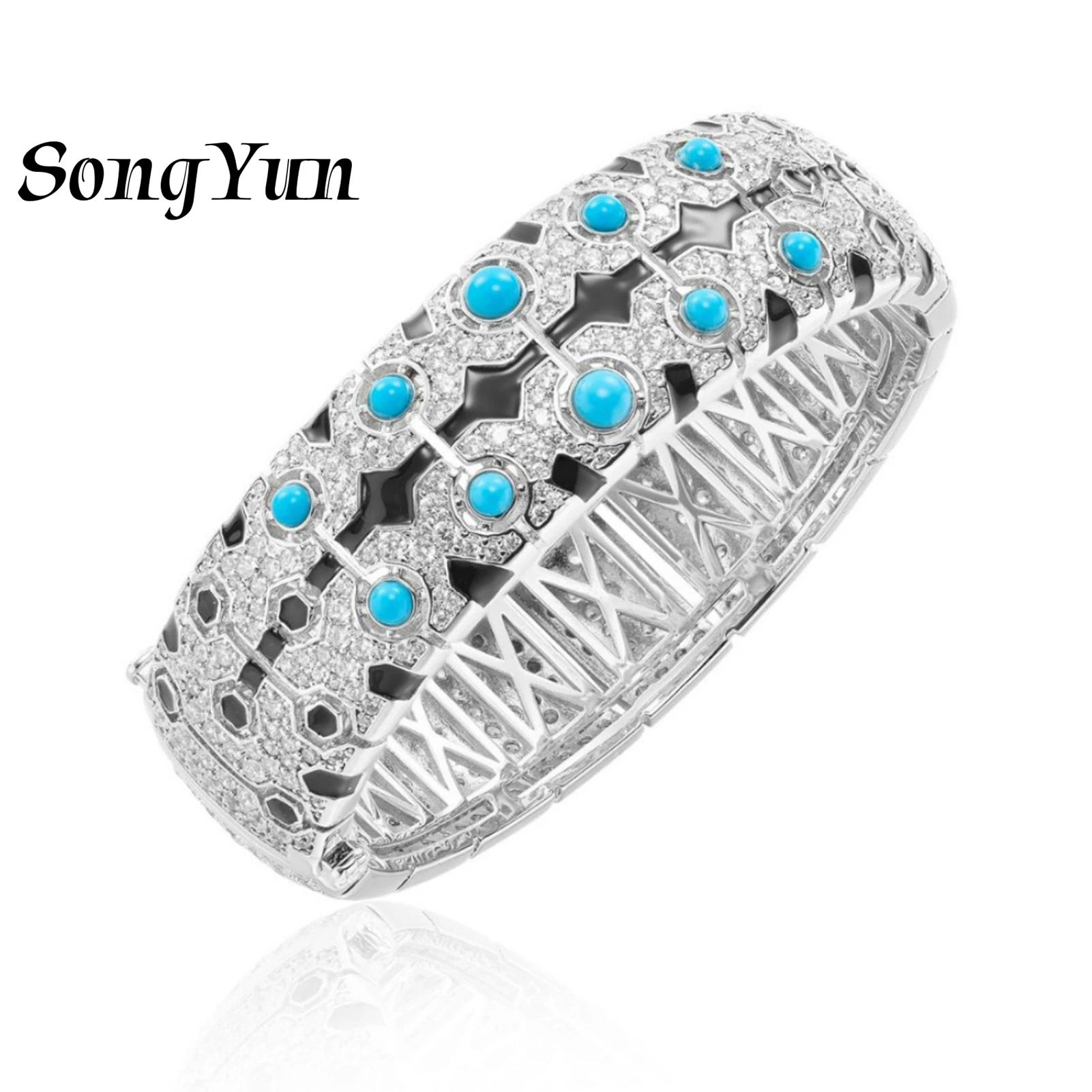 SY Luxury Jewelry 925 Silver Vintage Hollow Black Glaze Simple Wide Edition Womens Bracelet
SY Luxury Jewelry 925 Silver Vintage Hollow Black Glaze Simple Wide Edition Womens Bracelet