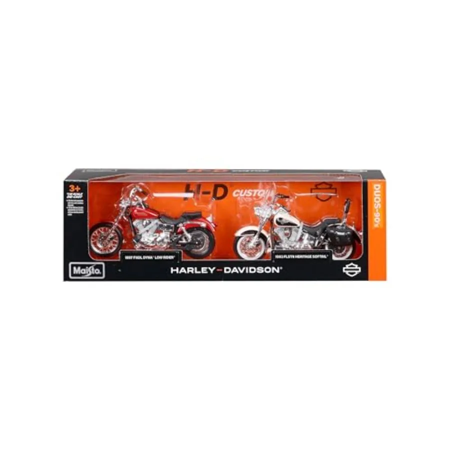1:18 Scale Harley Davidson Duos - '93 Heritage Softail and '99 Dyna Low Rider Diecast Motorcycles
1:18 Scale Harley Davidson Duos - '93 Heritage Softail and '99 Dyna Low Rider Diecast Motorcycles
