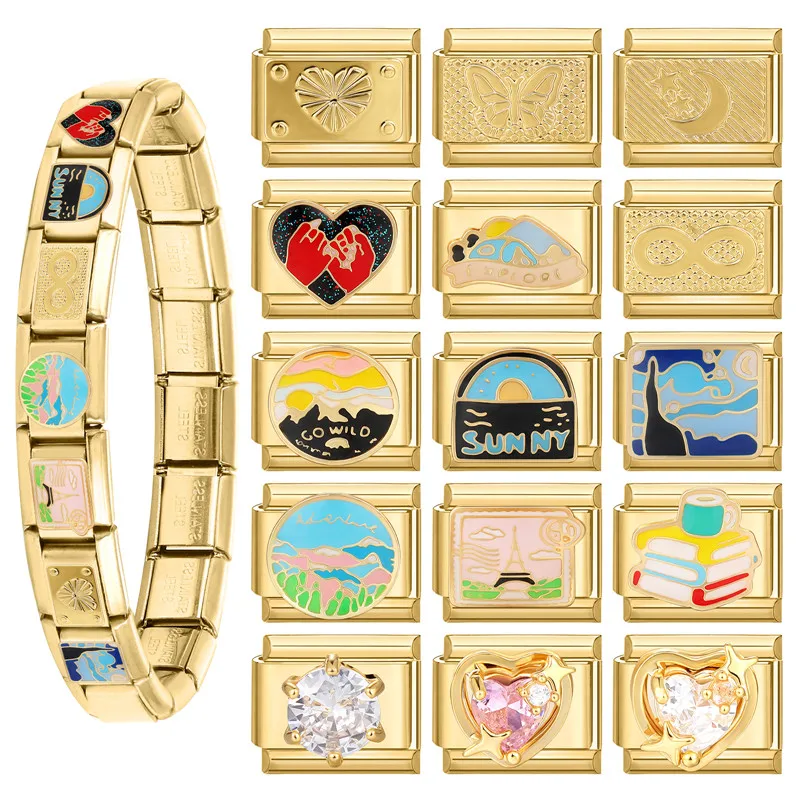Vintage Sunny Wild Heart Moon Zircon Gold Color Italian Charm Links Fit 9mm Stainless Steel Bracelet Jewelry Diy Making Gifts
Vintage Sunny Wild Heart Moon Zircon Gold Color Italian Charm Links Fit 9mm Stainless Steel Bracelet Jewelry Diy Making Gifts