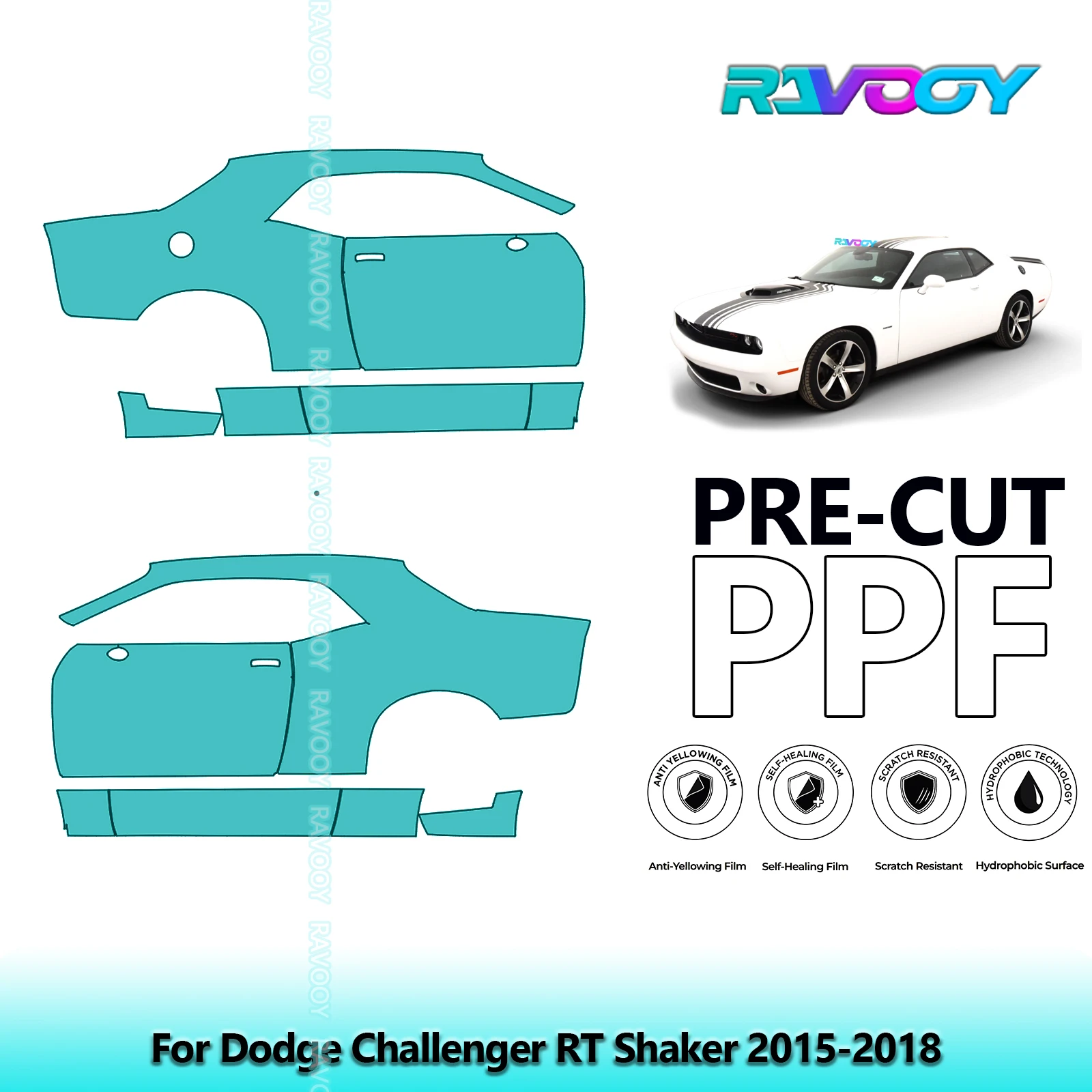 For Dodge Challenger RT Shaker 2015-2018 8.5mil Clear Matte Pre-Cut PPF Door & A/B Pillar Kit TPU Paint Protection Film Set
For Dodge Challenger RT Shaker 2015-2018 8.5mil Clear Matte Pre-Cut PPF Door & A/B Pillar Kit TPU Paint Protection Film Set