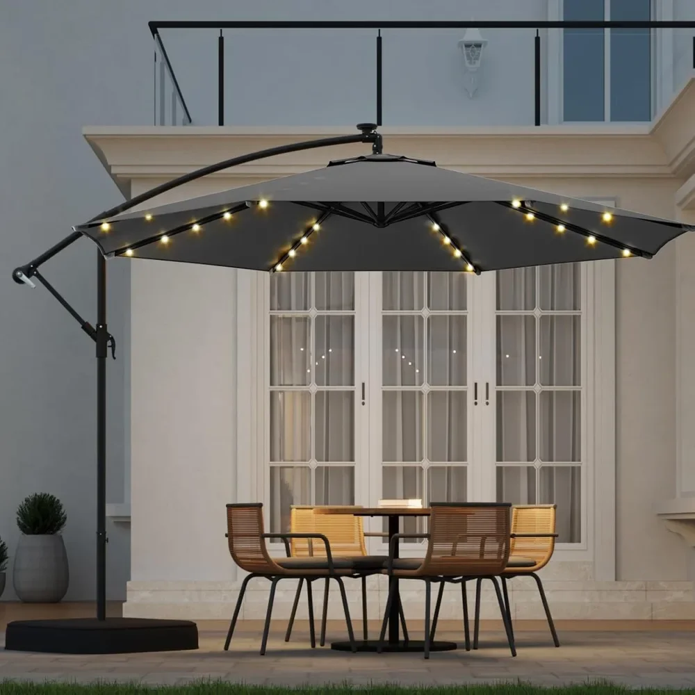 10ft Solar Lighted Patio Umbrella with Base Included, Outdoor Offset Cantilever Umbrella, Infinite Tilt
10ft Solar Lighted Patio Umbrella with Base Included, Outdoor Offset Cantilever Umbrella, Infinite Tilt