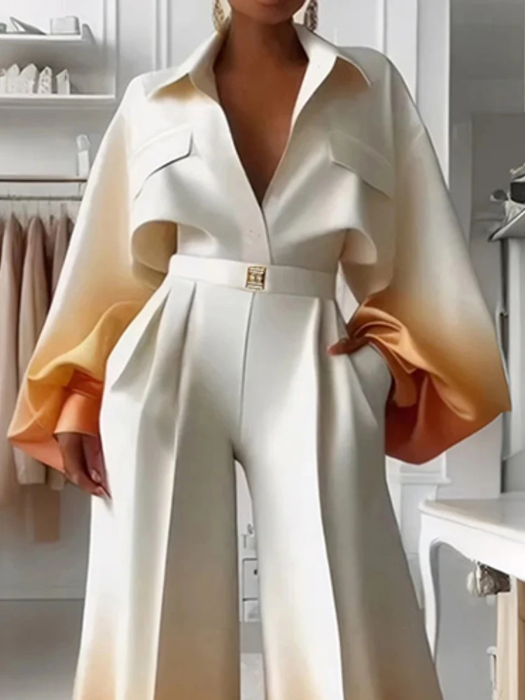Gymystars Lapel Blouses Gradient Shirt for Women 2025 New Fashion Loose Puff Sleeves Summer Spring Button Elegant Female Tops
Gymystars Lapel Blouses Gradient Shirt for Women 2025 New Fashion Loose Puff Sleeves Summer Spring Button Elegant Female Tops