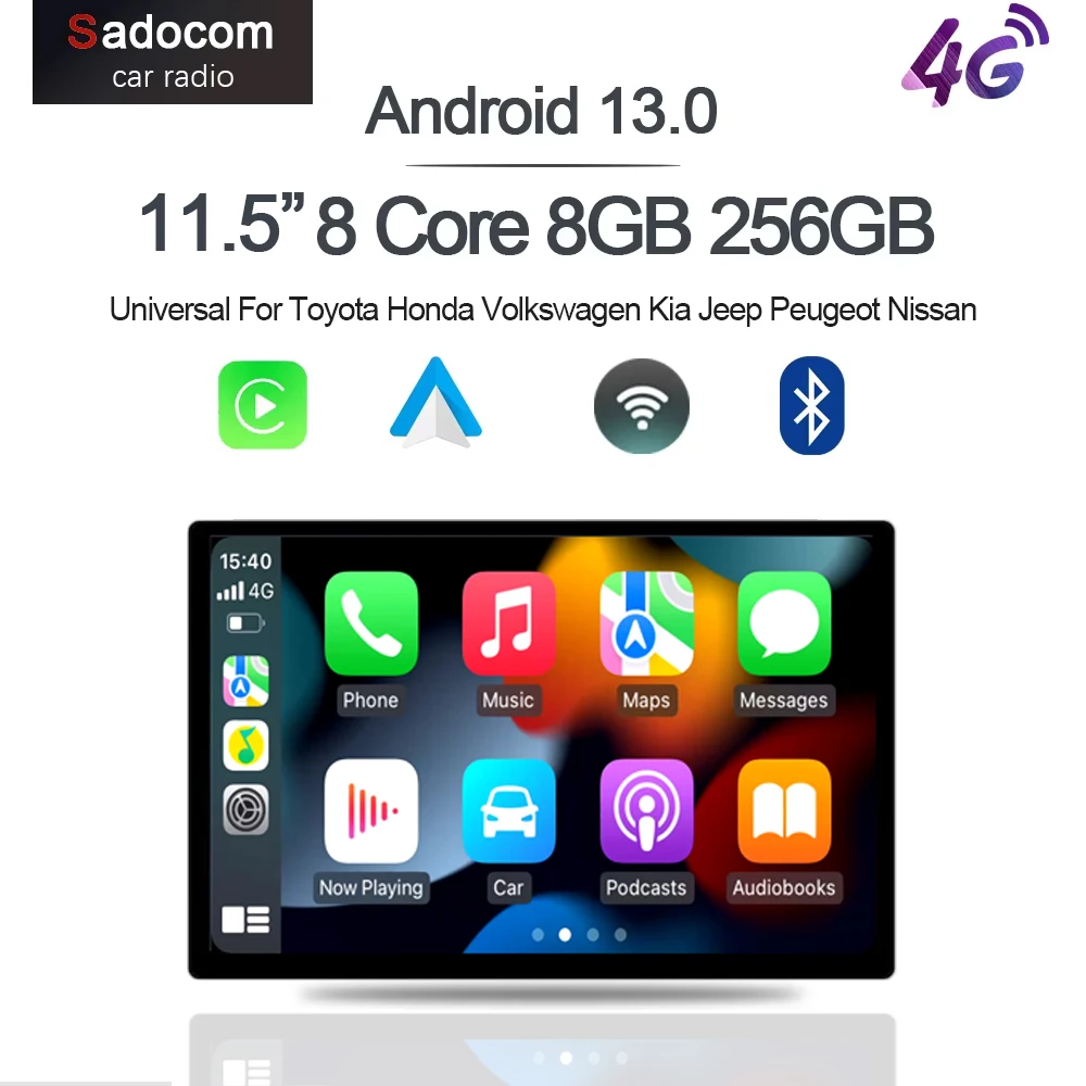 Carplay 11.5" Android 13.0 8GB+256GB radio GPS WIFI multimedia For Universal For Toyota Honda Volkswagen Kia Jeep Peugeot Nissan
Carplay 11.5" Android 13.0 8GB+256GB radio GPS WIFI multimedia For Universal For Toyota Honda Volkswagen Kia Jeep Peugeot Nissan