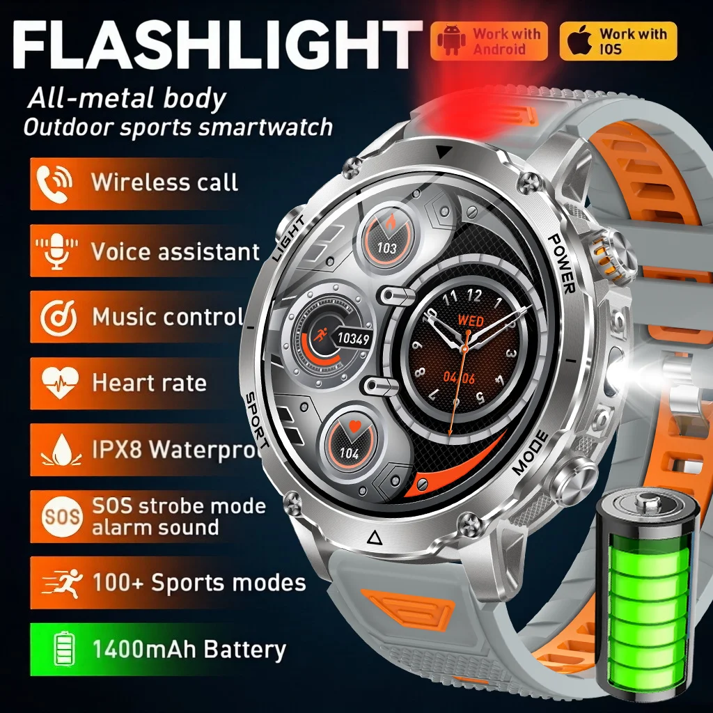 New 1400mAh Big Battery Smart Watch Men Outdoor GPS Flashlight IP68 Waterproof Bluetooth Call AMOLED Military Sports Smartwatch
New 1400mAh Big Battery Smart Watch Men Outdoor GPS Flashlight IP68 Waterproof Bluetooth Call AMOLED Military Sports Smartwatch