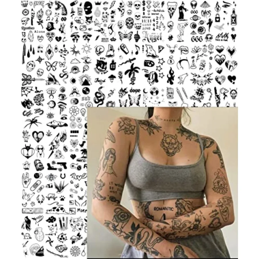 Impresd 48 Seets Custom x Ignorant Patcwork Temporary Tattoos - Small mi Permanent Minimalist Black Fake Flas Tattoo Women and
Impresd 48 Seets Custom x Ignorant Patcwork Temporary Tattoos - Small mi Permanent Minimalist Black Fake Flas Tattoo Women and