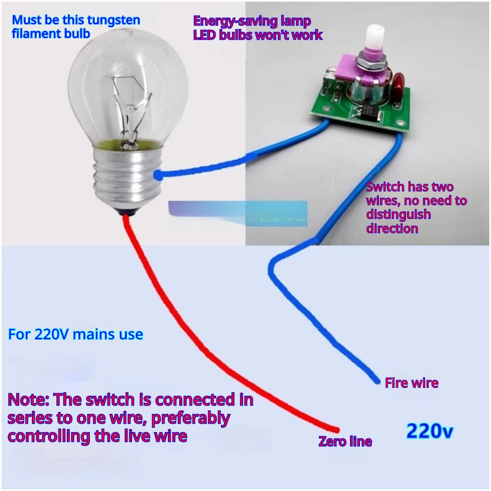 AC220V 100W/500W Dimmer Switch Module for Incandescent & Tungsten Bulbs Stepless Voltage Speed Regulator Knob Control Board
AC220V 100W/500W Dimmer Switch Module for Incandescent & Tungsten Bulbs Stepless Voltage Speed Regulator Knob Control Board