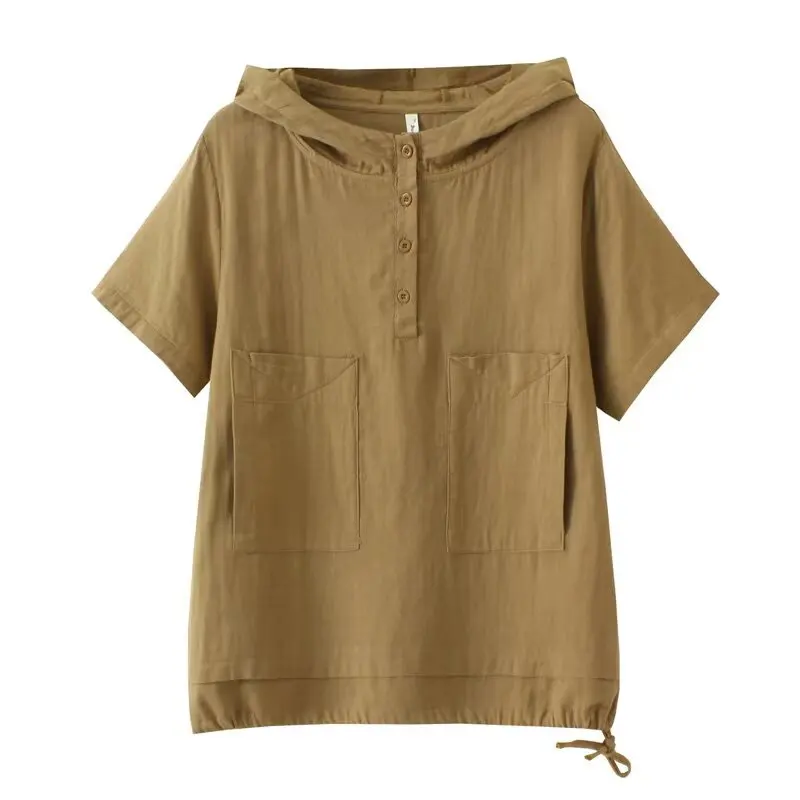 2026 Summer Plus Size Double Layer Cotton Yarn Hooded Tops Women Minimalist Casual Short Sleeve T-Shirt For Curvy Ladies 1996
2026 Summer Plus Size Double Layer Cotton Yarn Hooded Tops Women Minimalist Casual Short Sleeve T-Shirt For Curvy Ladies 1996