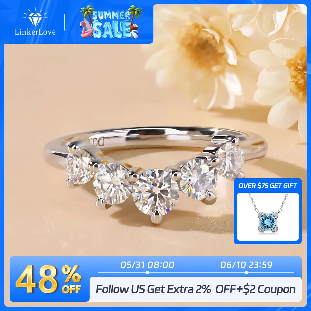LinkerLove Half Eternity Moissanite Curved Wedding Band S925 Sterling Silver Crown Engagement Ring for Women Party Fine Jewelry
LinkerLove Half Eternity Moissanite Curved Wedding Band S925 Sterling Silver Crown Engagement Ring for Women Party Fine Jewelry