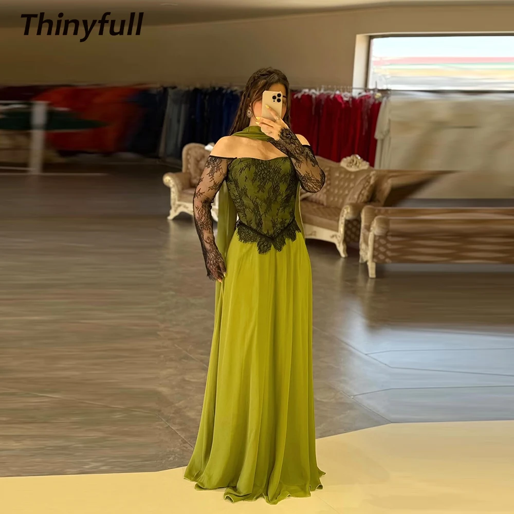 Thinyfull A-line Chiffon/Lace Prom Dresses Off Shoulder Long Sleeves Arab Evening Party Gown Special Occasion Dress Customized
Thinyfull A-line Chiffon/Lace Prom Dresses Off Shoulder Long Sleeves Arab Evening Party Gown Special Occasion Dress Customized