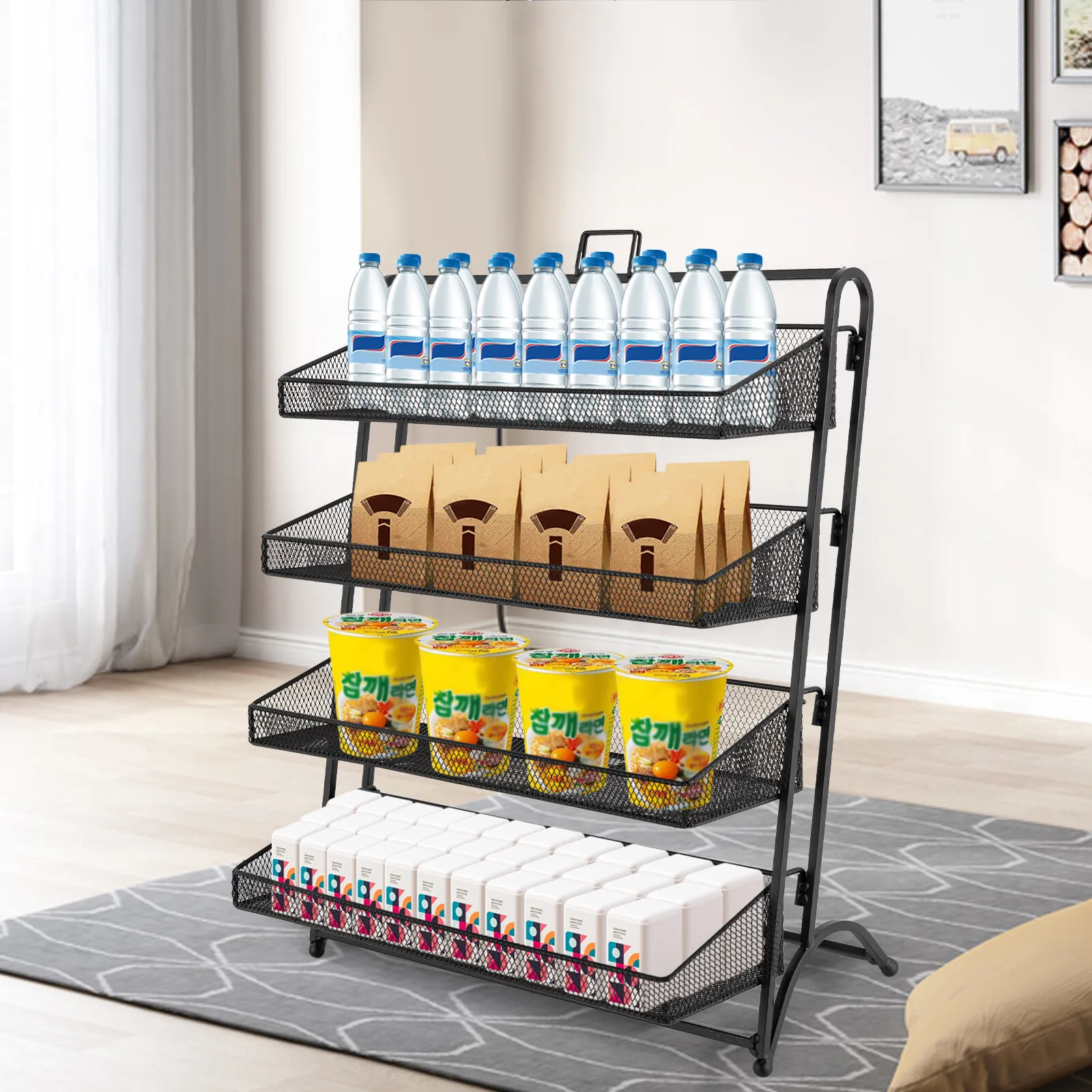 4-Tiers Candy Display Rack Stand Iron Retail Snacks Food Shelf Organizer Black 41*25*51.5cm
4-Tiers Candy Display Rack Stand Iron Retail Snacks Food Shelf Organizer Black 41*25*51.5cm