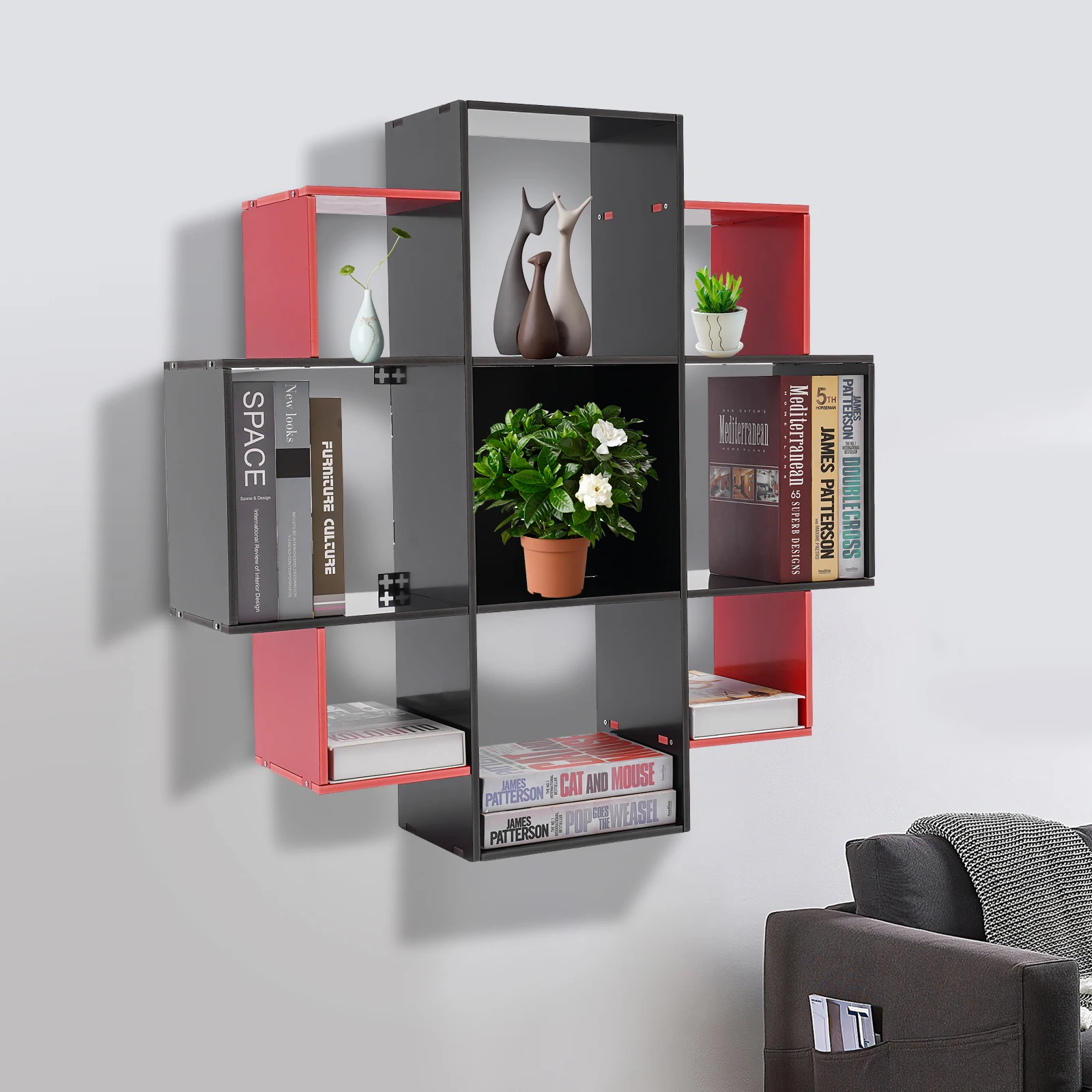 Black Red PVC Bookcase Multi-Grid Non-Specification Wall-Mounted Bookshelf With 9 Compartments Study Office Bedroom
Black Red PVC Bookcase Multi-Grid Non-Specification Wall-Mounted Bookshelf With 9 Compartments Study Office Bedroom