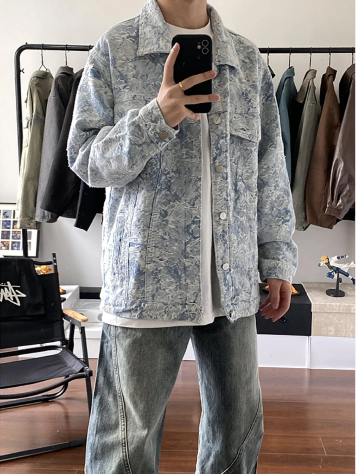 Deep Blue Washed Cotton Denim Jacket Men's Autumn Winter Style American High Street Cool Workwear Jacket Loose Fit Long Sleeve
Deep Blue Washed Cotton Denim Jacket Men's Autumn Winter Style American High Street Cool Workwear Jacket Loose Fit Long Sleeve